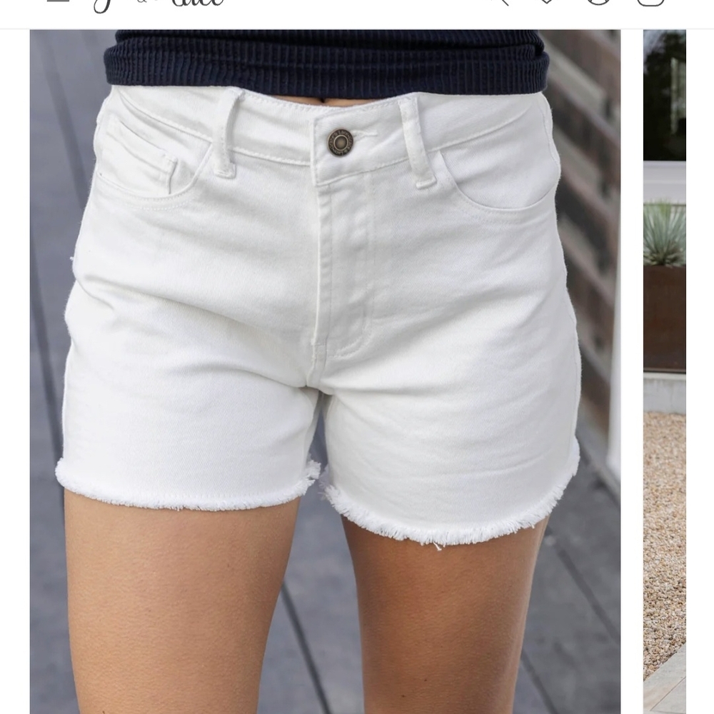 Grace & Lace White Jean Shorts